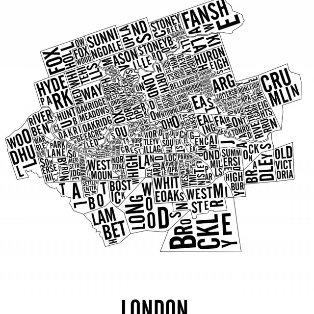 London (Ontario) Neighbourhoods City Map