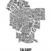 Typographic City Map of Calgary Neighbourhoods