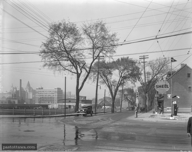 Laurier street at Nicholas street looking north-east in 1938