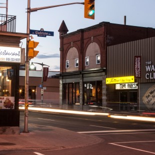 Corner of Bank Street and Gladstone Avenue in Ottawa with Fauna Restaurant in 2014